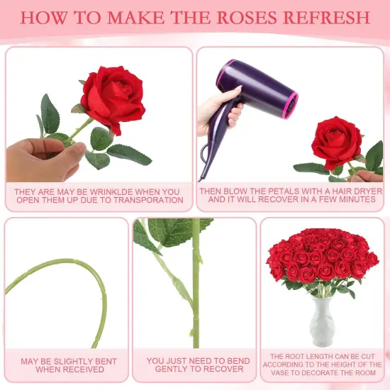 12 Pcs Silk Red Rose Bouquet for Home Decoration {2}