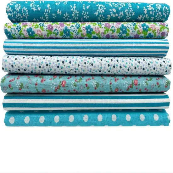 7PCS Cotton Fabric Squares - 50 x 50 cm (Mint Blue) {2}