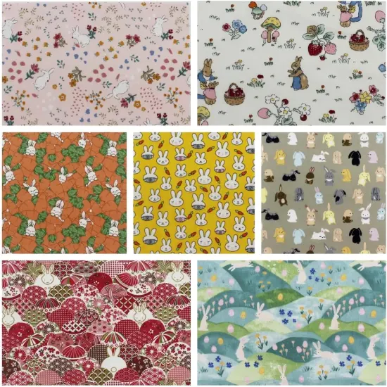 Rabbit Life Theme 10x10 Inch Fabric Squares for Quilting 100% Cotton Precut Quilting Fabric {2}