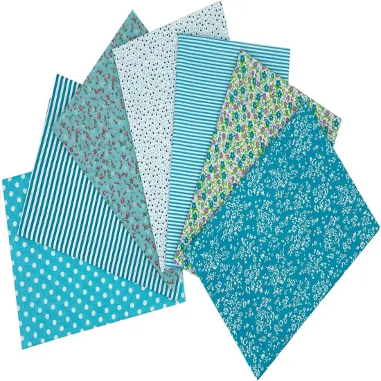 7PCS Cotton Fabric Squares - 50 x 50 cm (Mint Blue) {1}