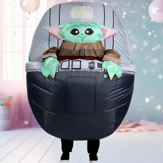 Adults Star Wars Grogu Inflatable Pram Costume, Baby Yoda Floating Pod Outfit {5}
