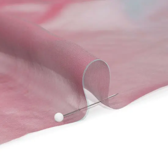 1 Yard Ice Blue & Berry Red Iridescent Silk Voile Chiffon Like Fabric, 54 Inches Wide {2}