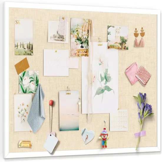 Cork Board with Linen 36x24 inch(White) {1}