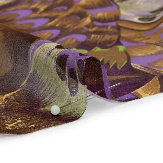 1 Yard Brown, Purple and Lime Butterfly Wings Silk Chiffon Lightweight Fashion Textile 54 inch Width {2}
