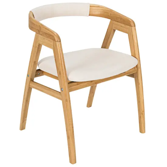Costway Leisure Bamboo Chair Dining Chair w/ Curved Back & Anti-slip Foot Pads {1}
