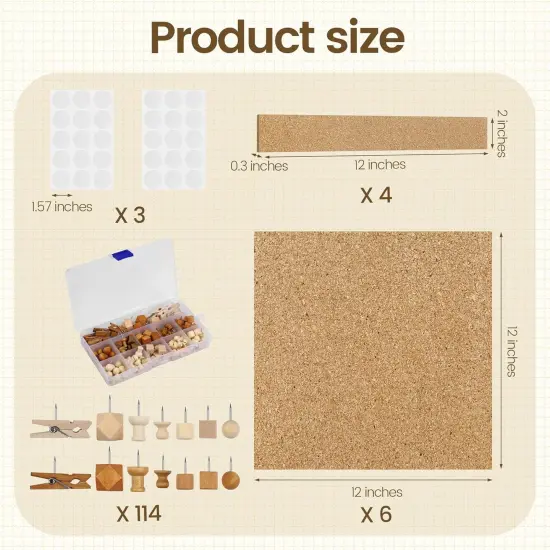 6 Pack Cork Boards 36" x 24" with 4 Frameless Cork Strips(Beige) {5}