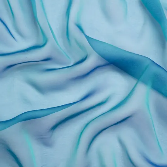 1 Yard Teal Royal Blue Iridescent Silk Voile Chiffon Like Fabric, 54 Inches Wide {1}