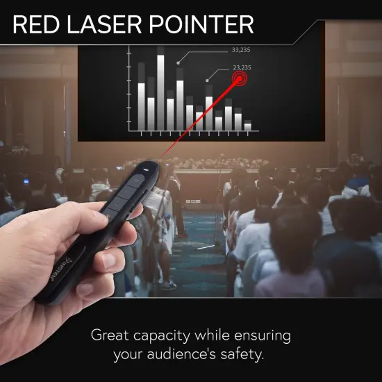 2.4G Wireless Rechargeable Presentation Remote Red Laser LED Indicator, Black {5}
