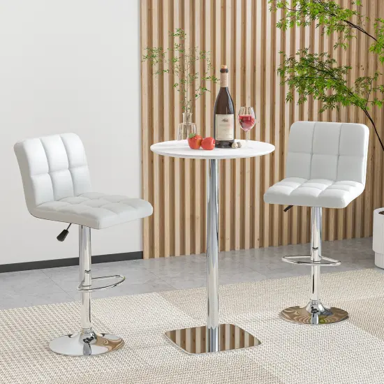 Modern Bar Stools Set of 2 with Back Support, Heavy-Duty Metal Base, Footrest, and Adjustable Height White {2}