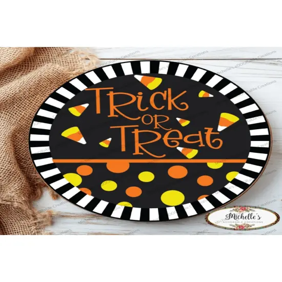Trick or Treat Candy Corn Stripe Edge Sign {4}