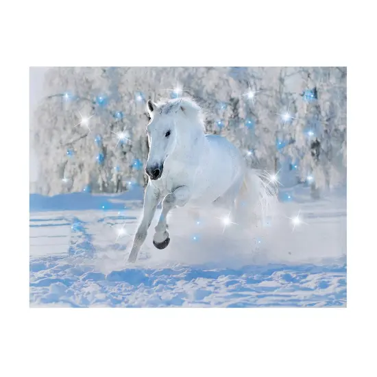 Collections Etc Sparkling Fiber-Optic Lighted Snow Horse Wall Canvas {2}