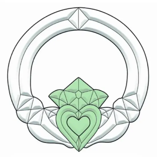 10" x 10-3/8" Colored Exquisite Glass Irish Claddagh Bevel Cluster COEC820 {1}