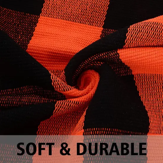 Fall Outdoor Orange and Black Plaid Rug - 28 x 43 Inches {4}