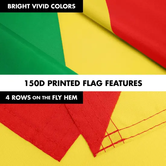 G128 Combo Pack: 6 Ft Twist Free Aluminum Spinning Flagpole (Black) & Republic of the Congo Flag | 3x5 Ft | LiteWeave Pro Series Printed 150D Polyester | Pole with Flag Included {5}