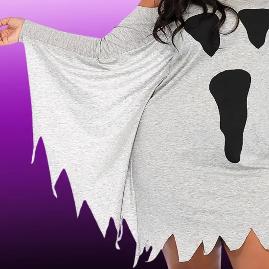 Jersey Ghost Dress Costume with Cold Shoulder Detail for Adult {5}
