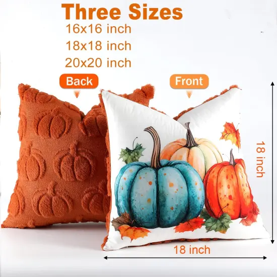 2 Packs Double Sided Throw Fall Pillow Covers - 18x18 (Pumpkins) {5}