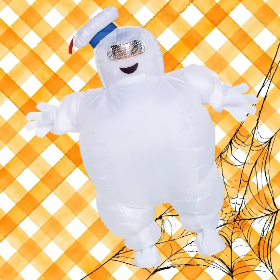 Kids Inflatable Ghost Costume with Built In Fan and Hood {1}