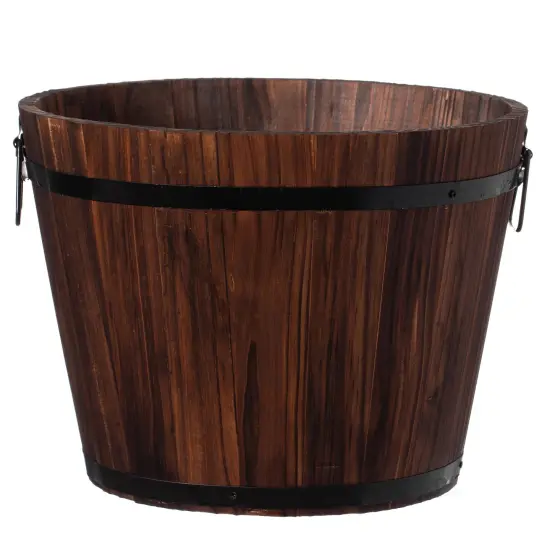 Wooden Whiskey Barrel Planters {1}