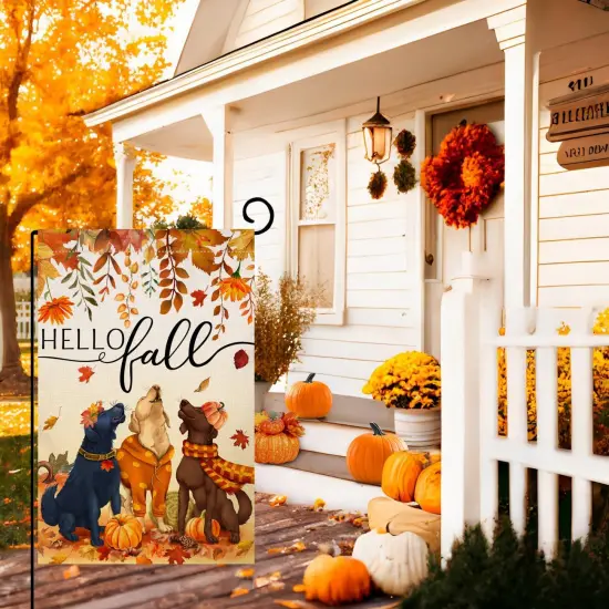 Fall Dogs Garden Flag 12x18 {2}