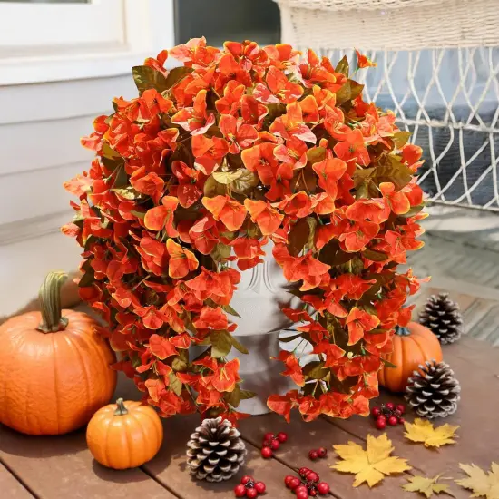 2 Pcs Artificial Fall Orange Bougainvillea Flowers {2}