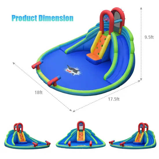 Costway Inflatable Bounce House Kids Water Splash Pool Dual Slides Climbing Wall without Blower {2}