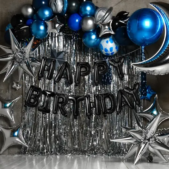 Happy Birthday Balloons Banner (Black) {3}