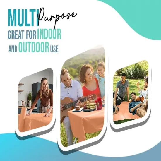 Exquisite Plastic Table Cover Roll &ndash; 40" x 300' Disposable Tablecloth Roll &ndash; Premium Thick 0.5 MIL Plastic Banquet Roll &ndash; Party Table Cover Roll for Events & Catering Peacj {6}