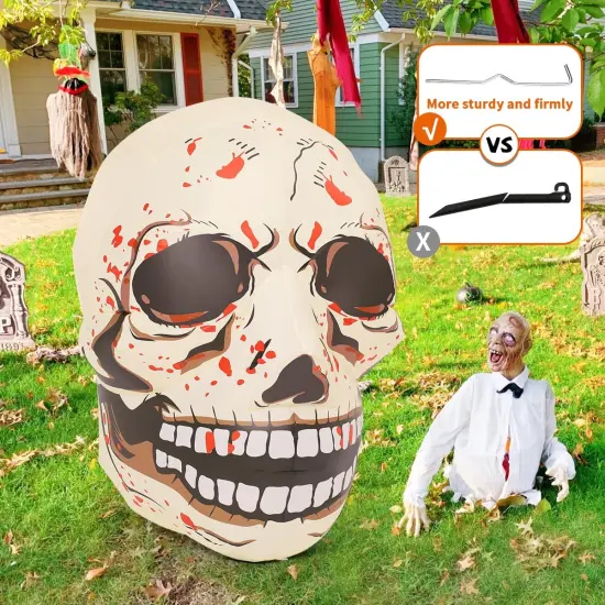 GOOSH 3.6 FT Halloween Inflatables Skull Blow Up Yard Scary Colorful Skeleton Skull with Built-in Changeable LEDs {5}