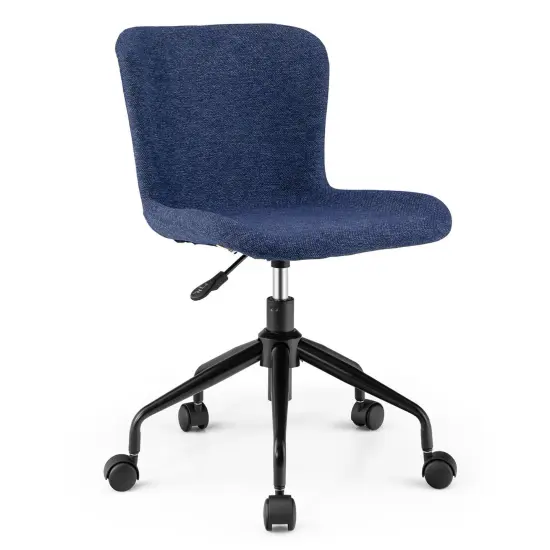 Costway Mid Back Armless Office Chair Adjustable Swivel Linen Task Chair {7}