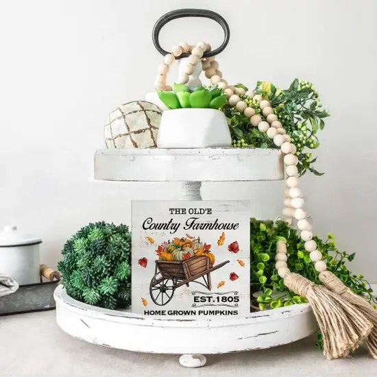 Rustic Country Pumpkin Farmhouse Wood Box Sign {4}