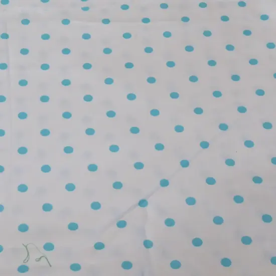 White with Aqua Dots by the 48 inch long piece {1}