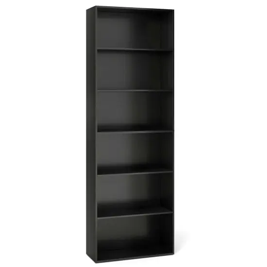 Costway 70" Tall 6-Tier Bookcase with 6 Open Shelves Anti-Toppling Kits for Living Room Brown/Black {8}