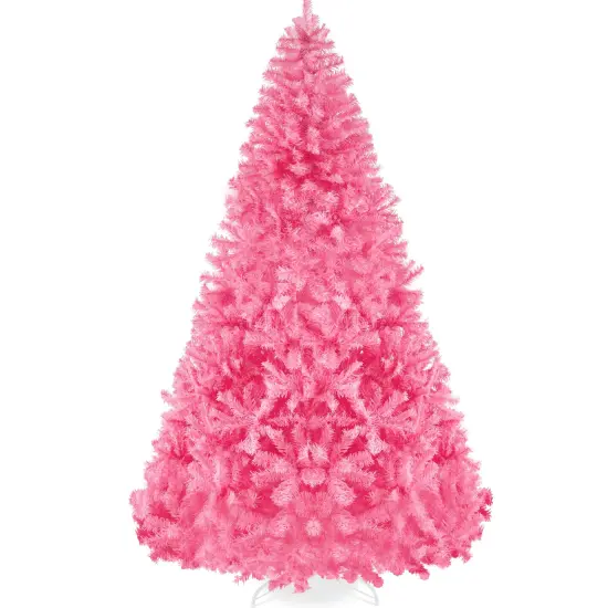 Best Choice Products Artificial Pink Christmas Full Tree Festive Holiday Decoration w/ Stand {1}