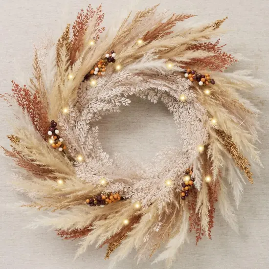 Artificial Faux Pampass Grass Fall Wreaths {1}