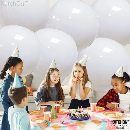 Pack of 6 - Round White Foil Balloons - 22 Inch,4D Mylar White Balloons {4}