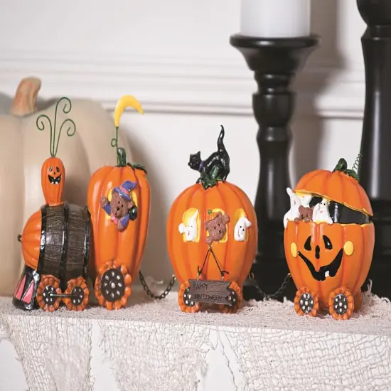Pumpkin Express Train for Halloween Decorations - Fall Home Decor Table Top Figurines {3}