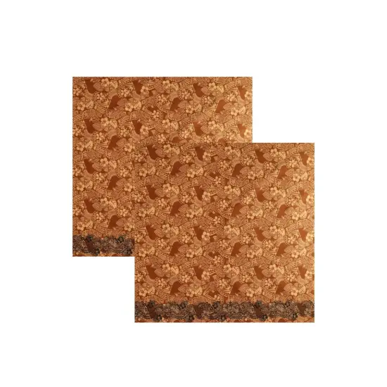 1 Yard Polyensian Hibiscus & Plumeria Flowers Traditional Tattoo Single Border Fabric 45 inch Width Grey {2}