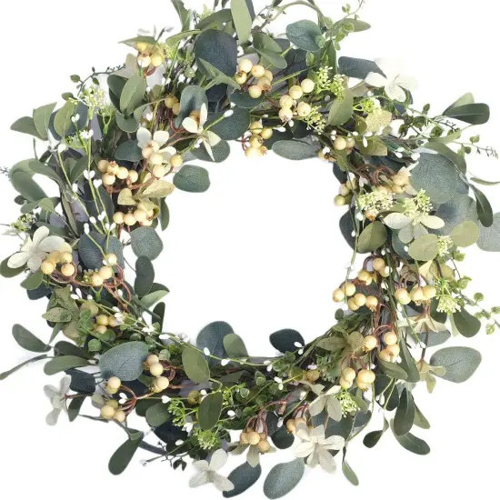 20 Inch Artificial Eucalyptus Berry Wreath {1}