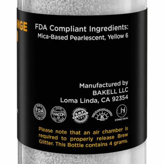 Brew Glitter - Orange Color Changing Edible Drink Glitter (4g, Mini Spray Pump) for Beer, Cocktails and Beverages {6}