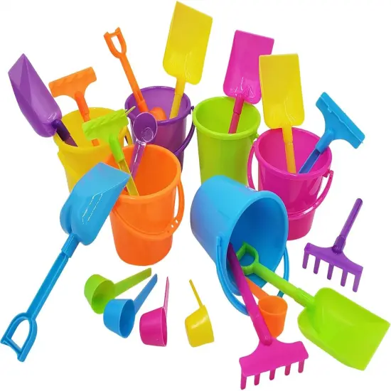 Summer Sand Toys Mini Beach Playsets, Play Set Includes 1 Sand Bucket, 1 Shovel, 1 Rake, and 1 Scoop, Birthday Treats for Boys and Girls, Party Favors for Kids and Toddlers (6-Pack) {4}