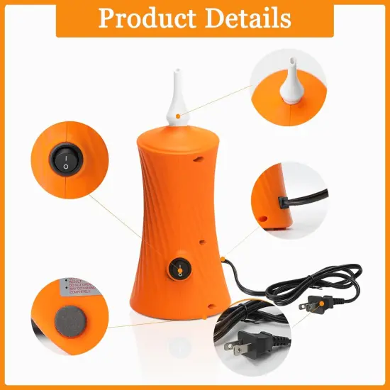 Electric Air Balloon Pump, Portable Long Animal Balloon Pump Electric Blower Machine Blue/Orange/Pink 110-120V 30W Balloon Electric Pump Inflator for Party/Wedding/Birthday Decorations {2}