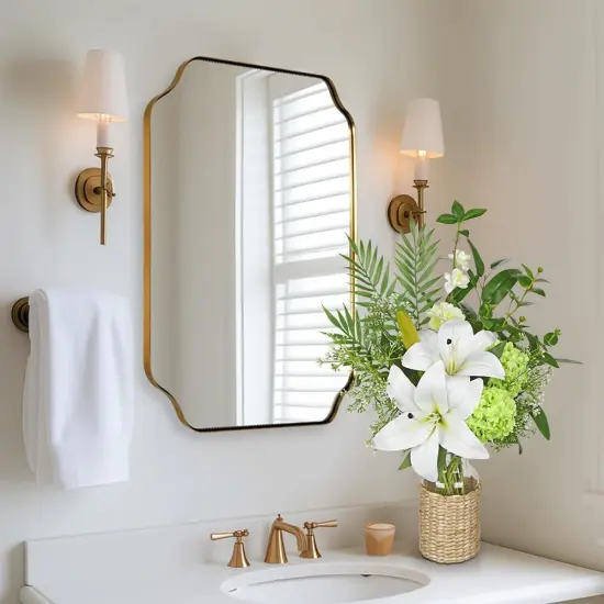 Fake Flowers with Vase, Easter Lily Flowers, White Silk Tiger Lily and Hydrangea Artificial Flowers in Vase, Faux Plants and Flowers Arrangement Bouquets for Table Centerpieces Home Decor {3}