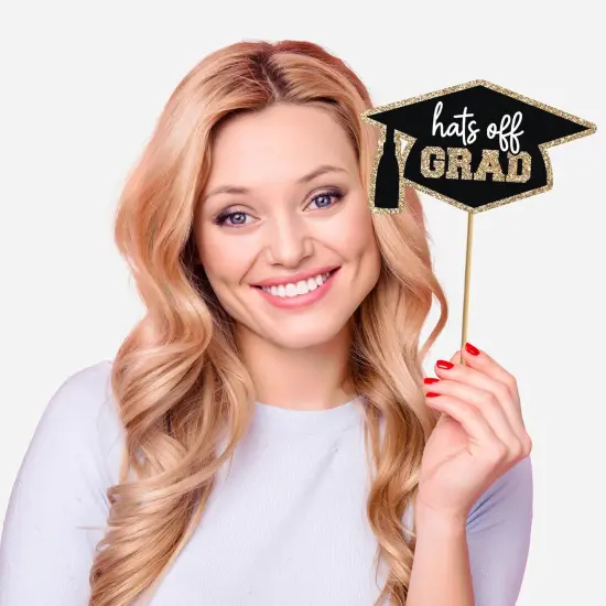 Fully Assembled Graduation Photo Booth Props - Set of 30 - Class of 2025 Graduation Selfie Signs - Congrats Grad Party Supplies & Decorations - with Real Gold & Silver Glitter - Did We Mention No DIY {2}