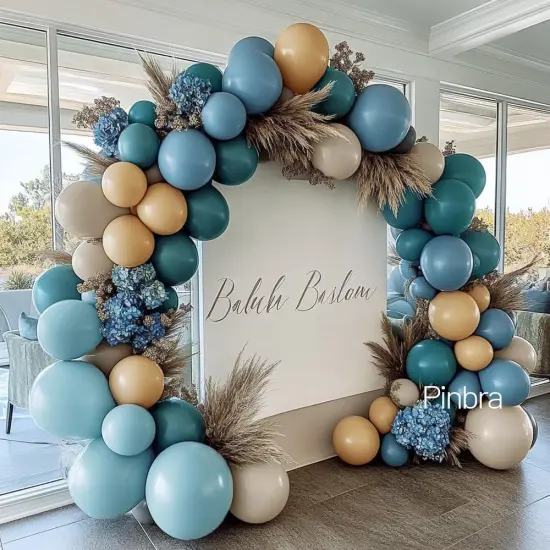 Dusty Blue Tan Balloon Garland Double Stuffed Slate Pastel Blue Brown Nude White Sand Latex Balloons Arch Kit for Neutral Baby Shower Birthday Bridal Wedding Bear Theme Party Decorations {5}