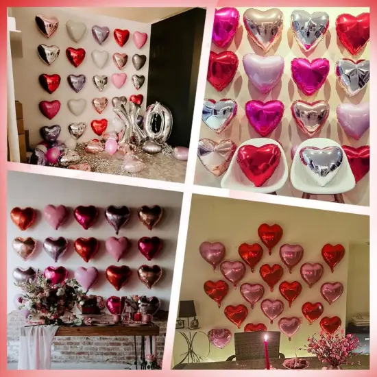 Red Pink Heart Balloons, Heart Shaped Ballons, 20 Pcs 5/10/18 inch Red Pink Foil Love Balloons for Valentine's Day Decorations Wedding Engagement Bridal Showers Anniversary Celebrations {3}