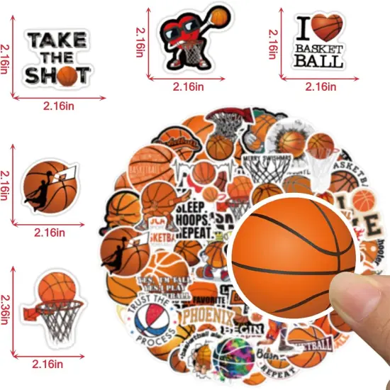 120 Pcs Basketball Stickers Cute Basketball Sticker Waterproof Vinyl Sticke for Water Bottles Laptop Skateboard Luggage Computer Stickes for Teens Girls Kids {3}