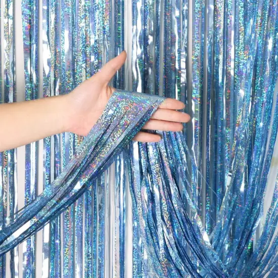 Foil Fringe Curtains Party Decorations - 2 Pack 3 x 8ft Tinsel Backdrop for Party Photo Backdrop Wedding Bridal Shower Bachelorette {2}