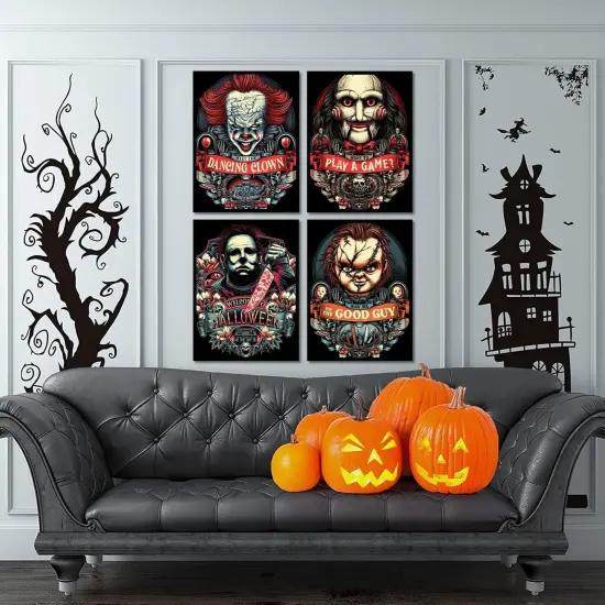6 Pack Halloween Diamond Painting Kits for Adults - 5D Horror Diamond Art Kits for Adults,Full Drill Diamond Dots DIY Diamonds Pictures Gem Crafts for Home Wall Decor Gifts {3}