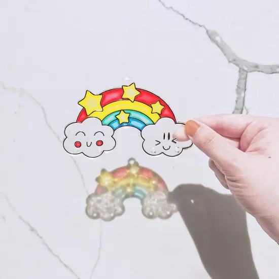 24 Sets Rainbow Summer Suncatchers Ornaments Decorations DIY Window Paint Art Suncatchers Craft Kits Hanging Rainbow Sun Catchers for Kids Spring Summer Home Classroom Party Activity Art Project {3}