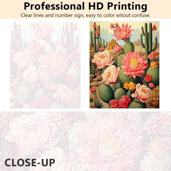 Cactus Paint by Number Desert Landscape Adult Paint by Number Kits on Canvas DIY Paint {3}